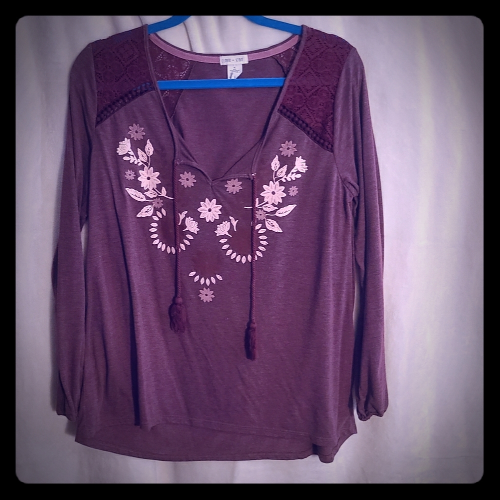 Balloon sleeve V-neck front tie top